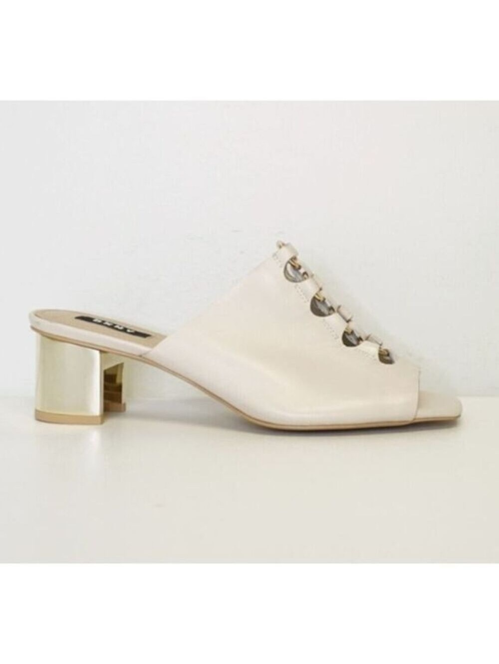 Stone Open Toe Mules Leather with Gold | DKNY | 8.5 | SKU204 - Picture 3 of 6